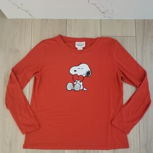Munki Munki Peanuts Snoopy Heart Red Long Sleeve Shirt Women’s Size L